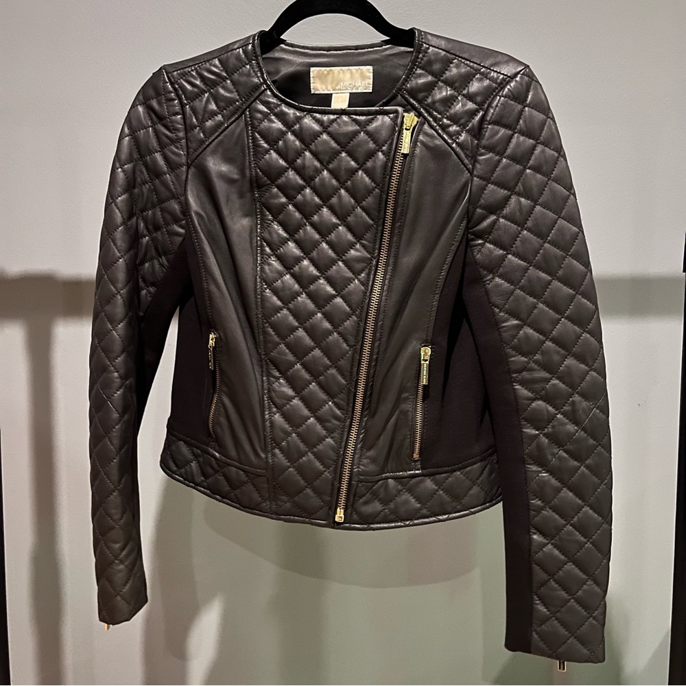 Michael Kors brown real leather jacket